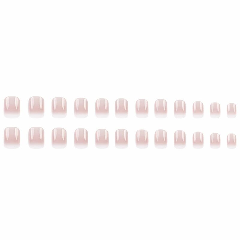juggssa Short Square Press on Nails French Fake Nails Ombre Acrylic Nails Press on Full Cover Glossy Glue on Nails Artificial Stick on Nail for Women Manicure Decoration 24PCS - Image 5
